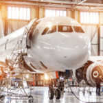 Passenger,Commercial,Airplane,On,Maintenance,Of,Engine,Turbo,Jet,And